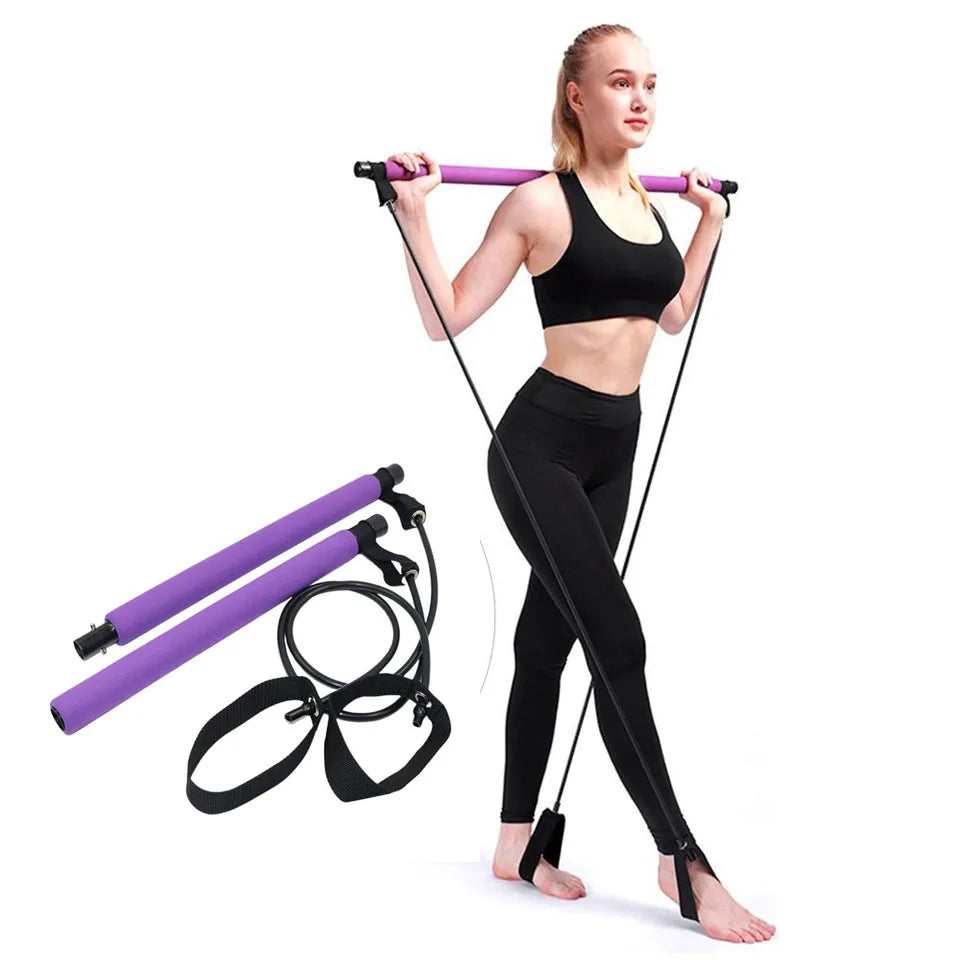 Fitness Yoga Pilates Bar with Resistance Bands