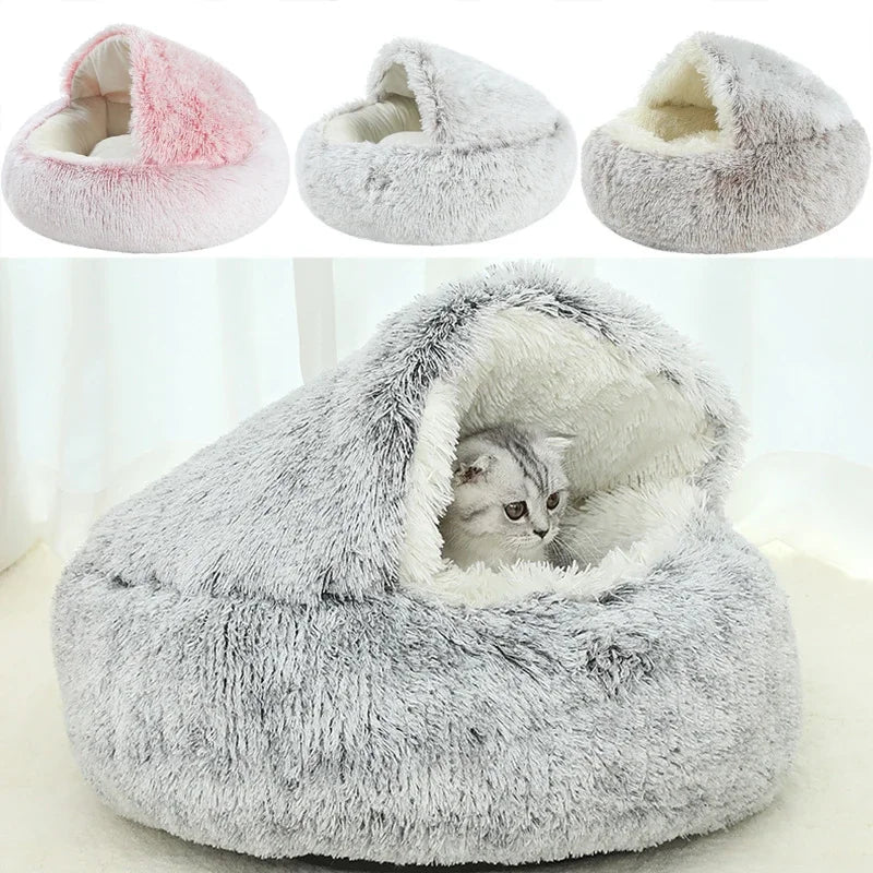 Round Plush Cat Bed