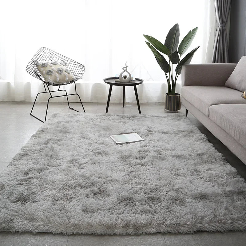 Soft Gray Plush Carpet for Living Room