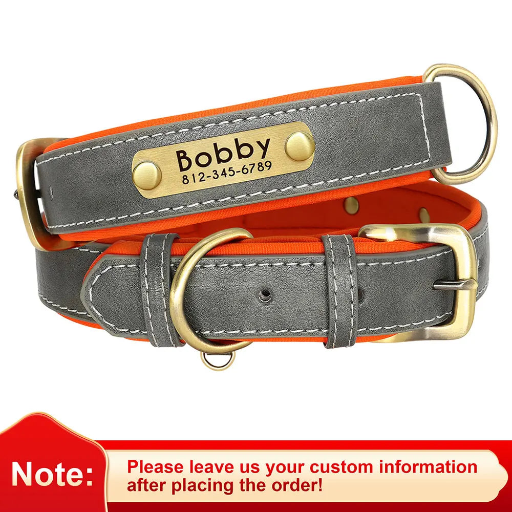 Customized Leather Dog Collar with Free Engraving