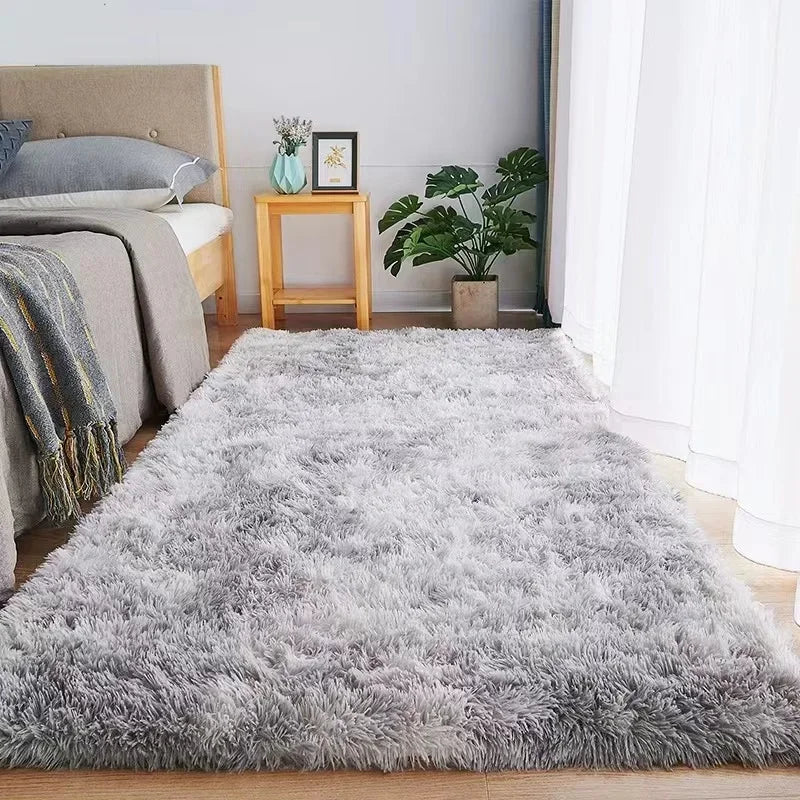 Soft Gray Plush Carpet for Living Room