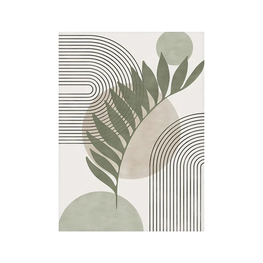 Sage Green Abstract Boho Wall Art Canvas