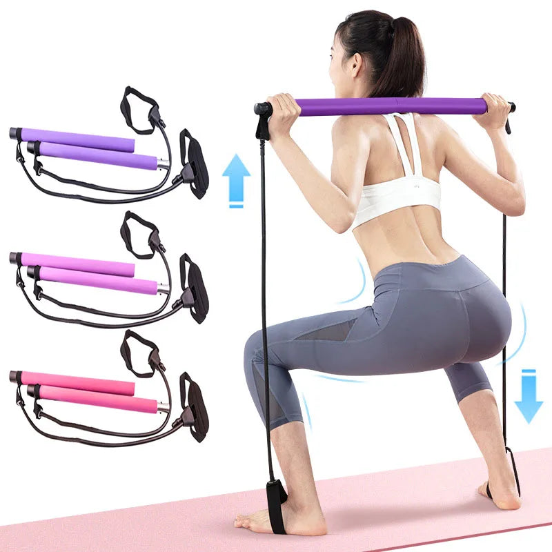 Fitness Yoga Pilates Bar with Resistance Bands