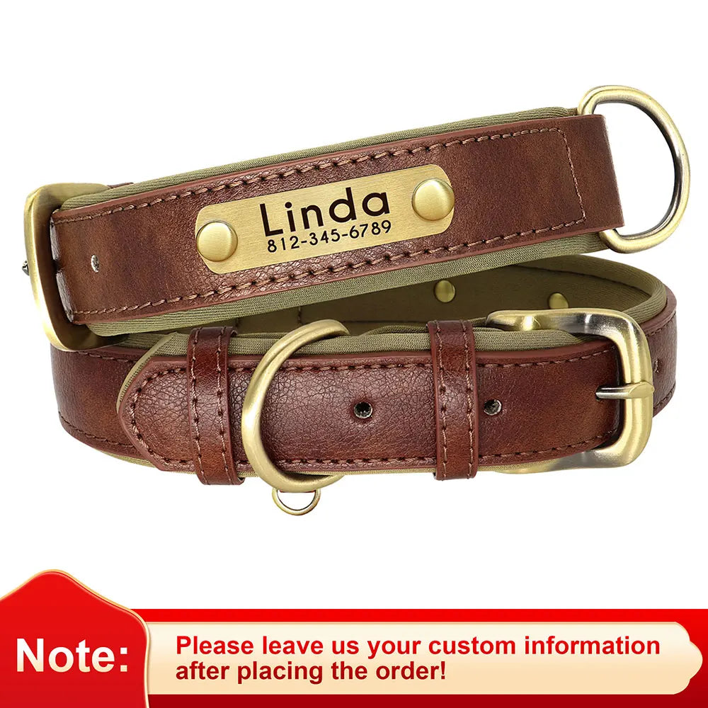 Customized Leather Dog Collar with Free Engraving