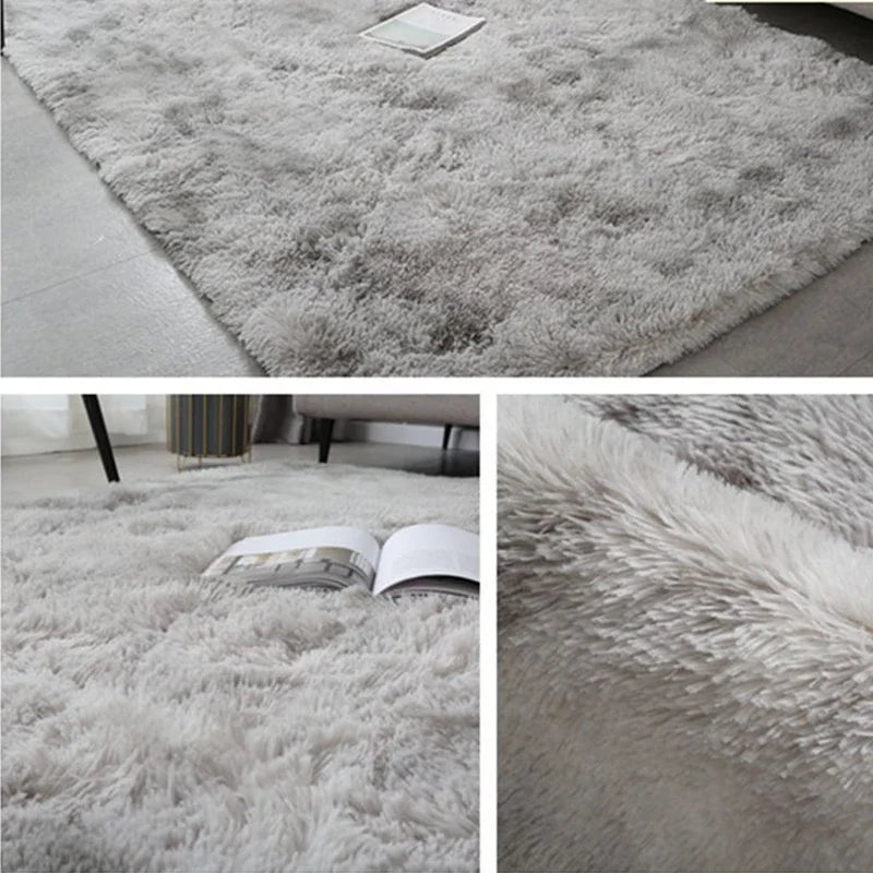 Soft Gray Plush Carpet for Living Room