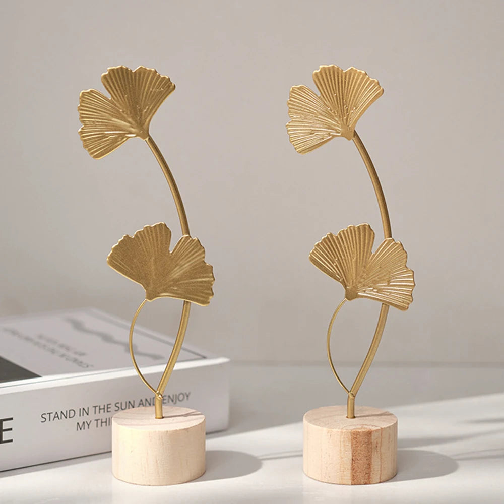 Elegant Gold Ginkgo Leaf Sculpture