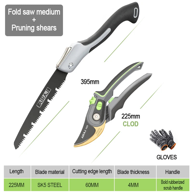 Durable Garden Pruning Shears and Folding Saw Set